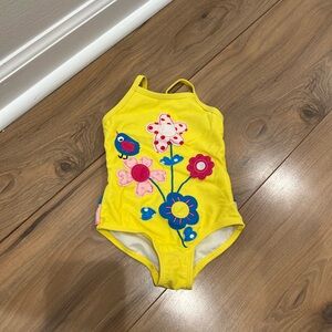 Cre8ions Yellow Floral Kids Swimsuit